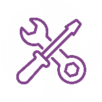 an icon of a spanner and screwdriver crossing over one another